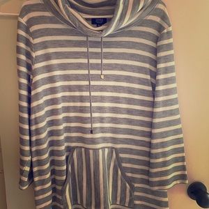 Jones’ Gray & White Striped Sweatshirt